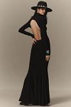 Thumbnail View 1: Norma Kamali Turtleneck Long-Sleeve Open-Back Fishtail Gown