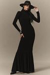 Thumbnail View 2: Norma Kamali Turtleneck Long-Sleeve Open-Back Fishtail Gown