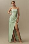 Thumbnail View 1: BHLDN Danielle Strapless Side-Slit Stretch Satin Maxi Dress