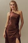 Thumbnail View 1: BHLDN Scottie One-Shoulder Side-Slit Stretch Satin Maxi Dress