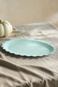 Slide View: 2: Scalloped Iron Oval Tray