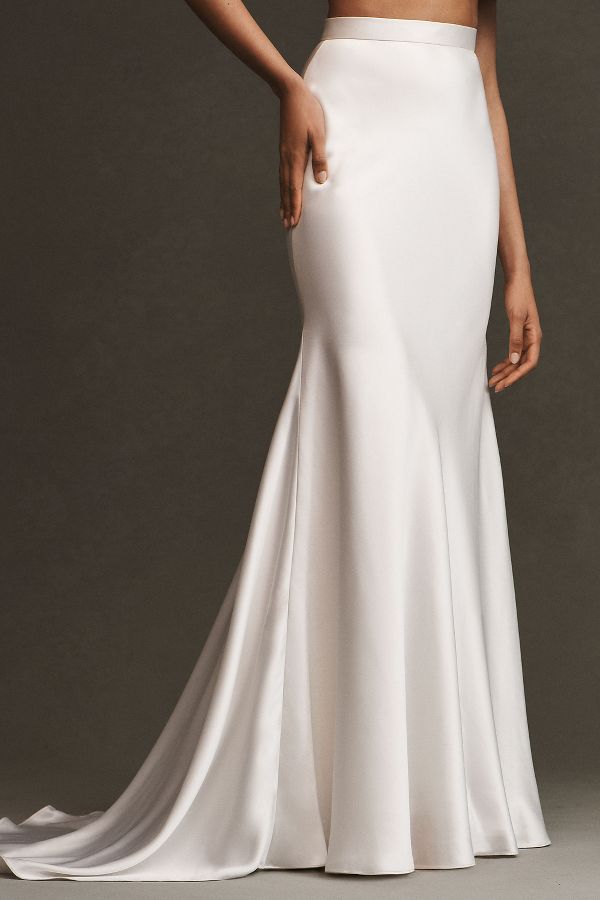 Slide View: 3: Watters Amani Fit & Flare Satin Maxi Skirt