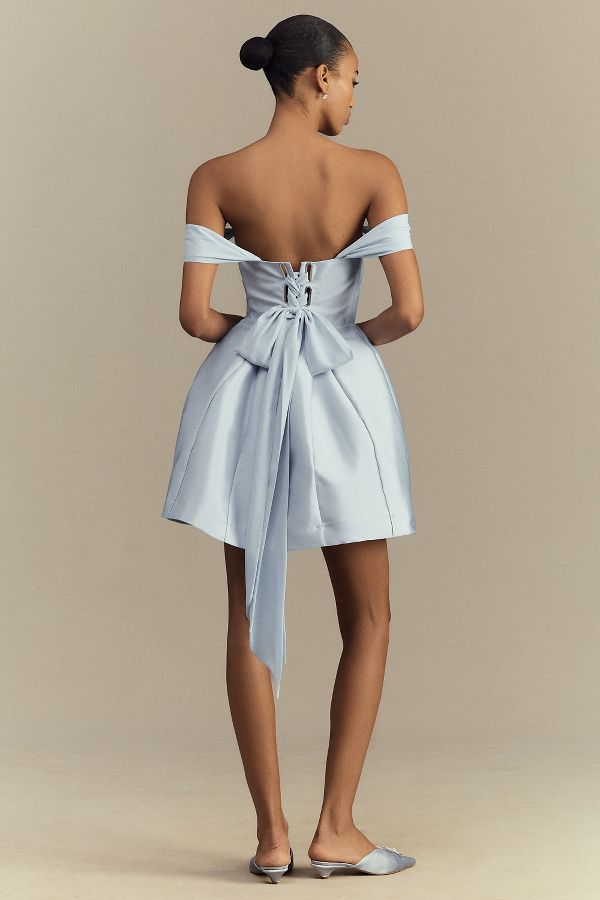 Slide View: 2: BHLDN Lydia Off-The-Shoulder Corset Mini Dress