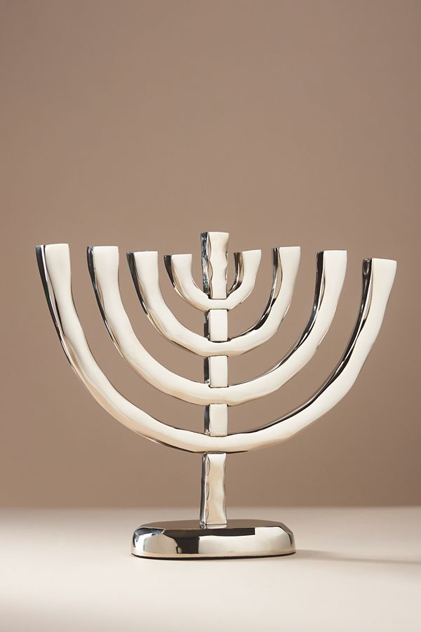 Slide View: 2: Silver Metal Menorah