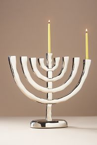 Slide View: 1: Silver Metal Menorah