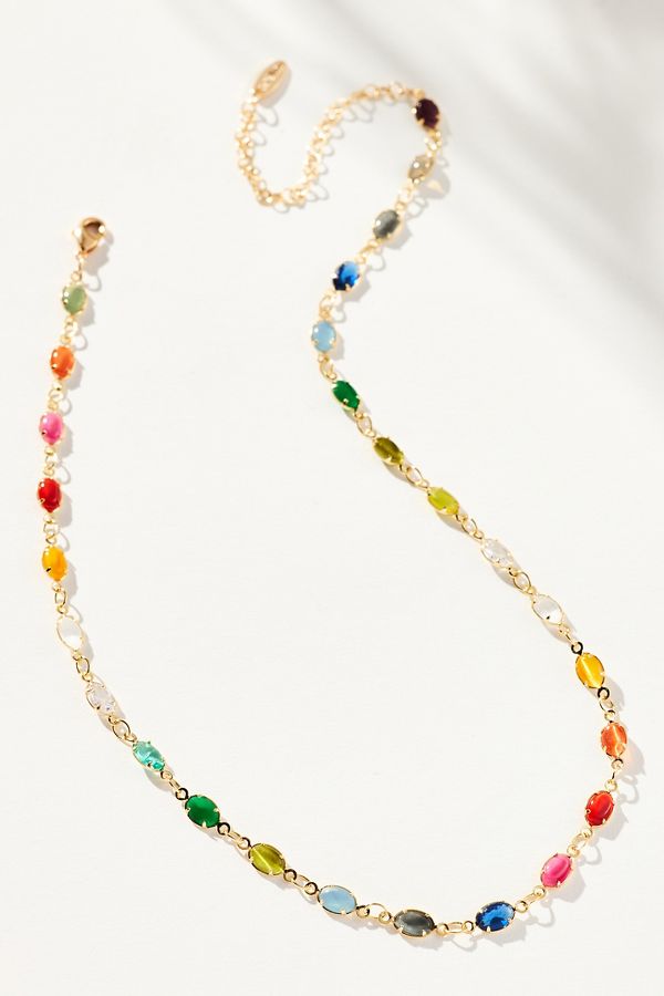 Slide View: 1: Infinity Glass Stone Necklace