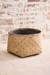 Thumbnail View 3: Woven Bamboo + Fiber Square Base Planter, Low