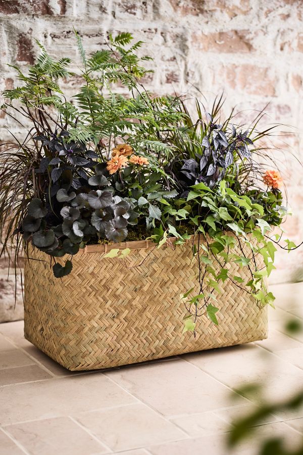 Slide View: 1: Woven Bamboo + Fiber Trough Planter