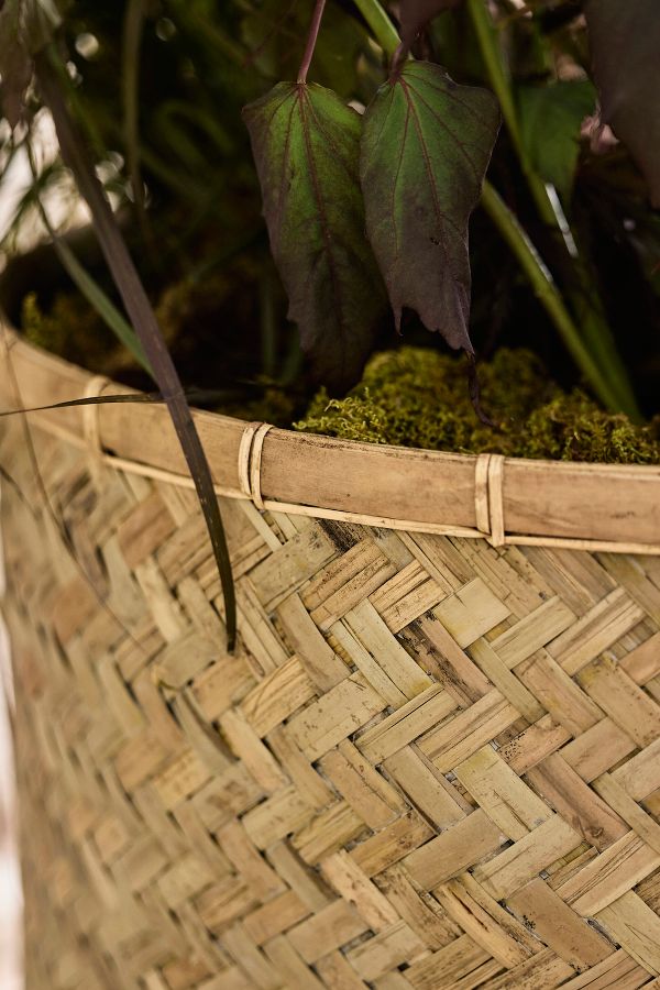 Slide View: 5: Woven Bamboo + Fiber Square Base Planter