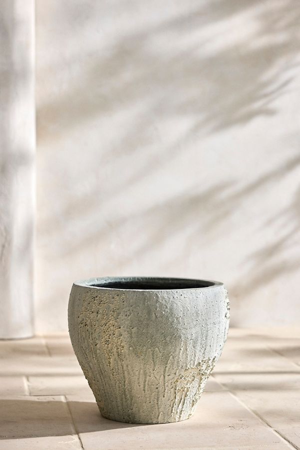 Slide View: 5: Barnacle Fiber Concrete Curved Jar Planter