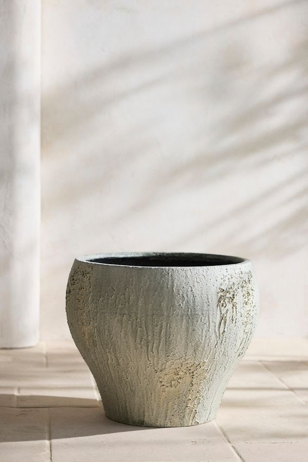 Slide View: 7: Barnacle Fiber Concrete Curved Jar Planter