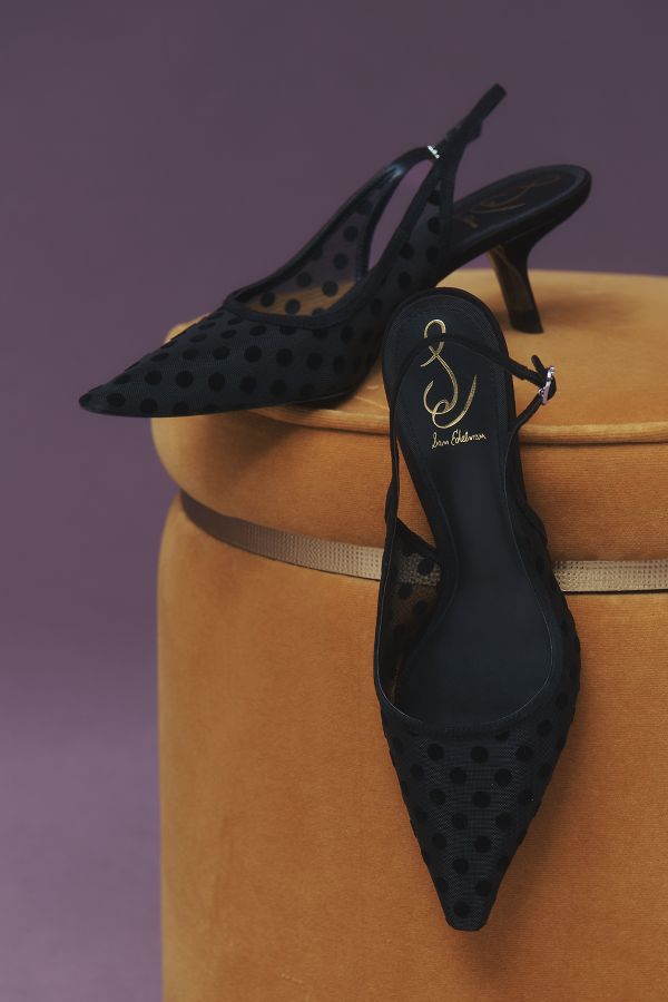 Slide View: 1: Sam Edelman Bianka Mesh Dot Slingback Heels