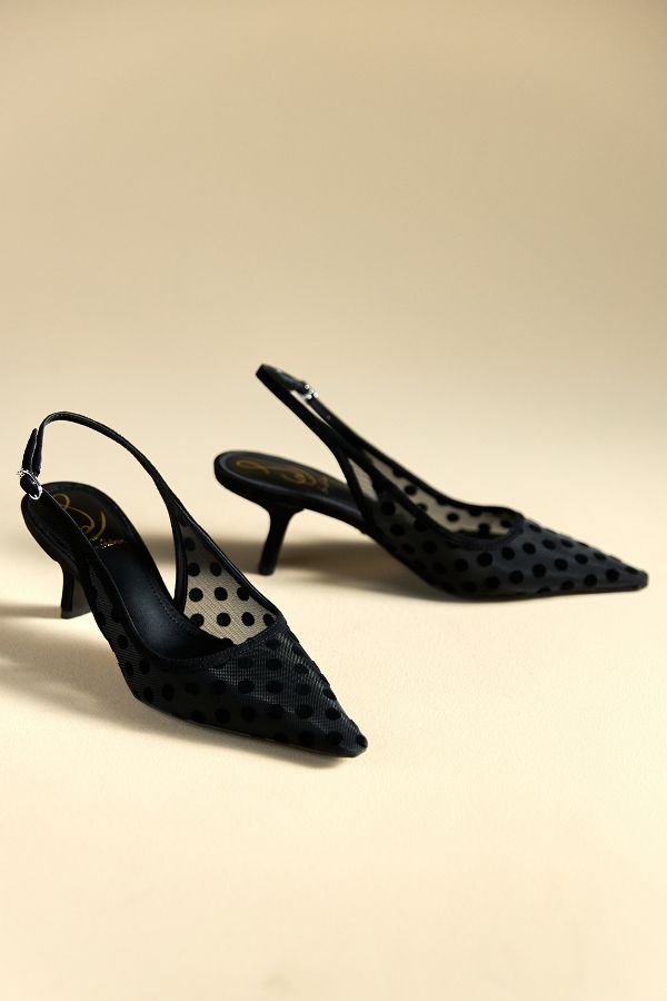 Slide View: 3: Sam Edelman Bianka Mesh Dot Slingback Heels