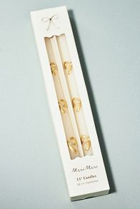 Slide View: 2: Meri Meri Gold Bow Taper Candles, Set of 2