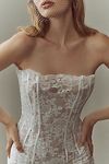 Thumbnail View 4: V. Chapman Capulet Strapless Corset Chantilly Lace Midi Dress