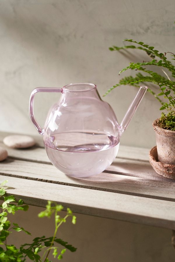 Slide View: 1: Pink Glass Watering Can