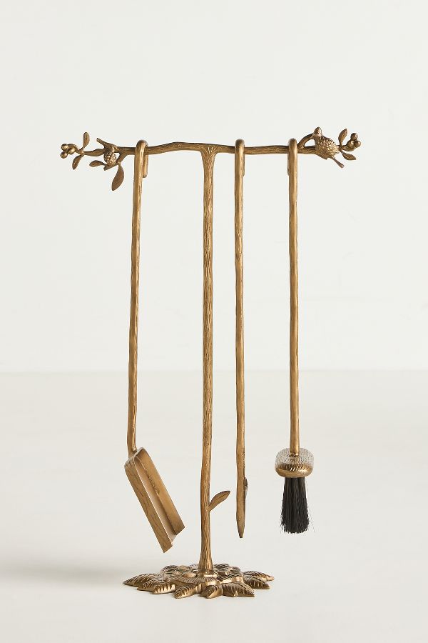 Slide View: 1: Birdie Brass Fireplace Tool Set