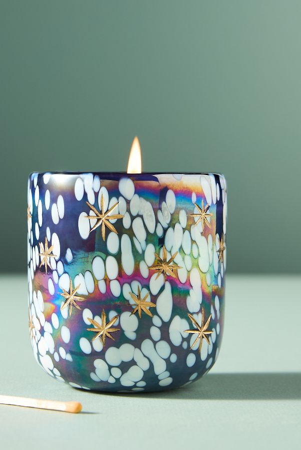 Slide View: 2: Festive Woody Cedar & Cypress Gilded Glass Jar Candle