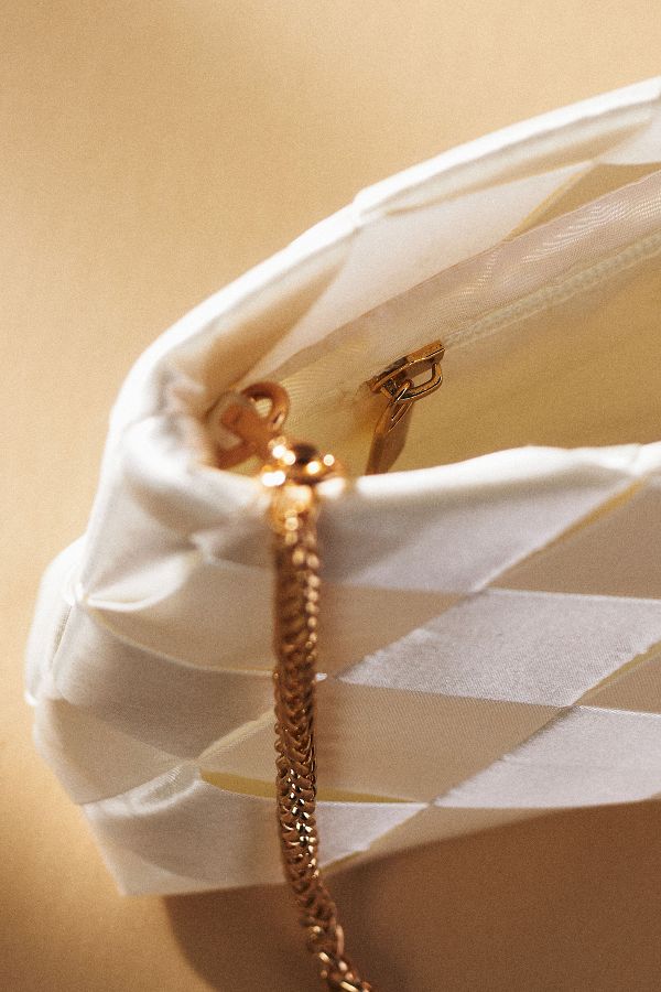 Slide View: 2: Melie Bianco Woven Satin Handbag