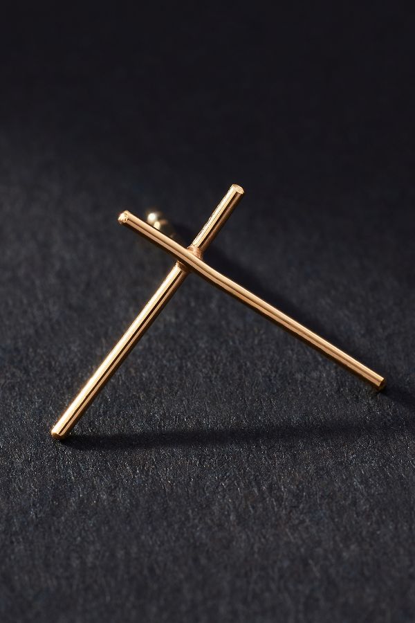 Slide View: 2: Saskia Diez Big Wire Cross Earrings