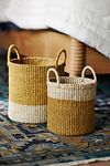 Thumbnail View 1: Cylinder Woven Palm Baskets, Set of 2