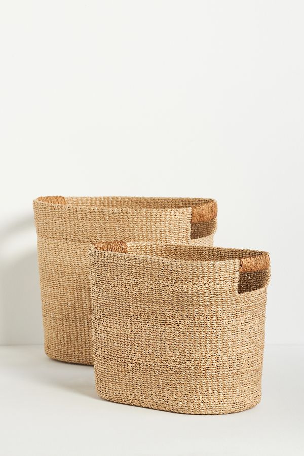 Slide View: 2: Oval Abaca Baskets, Set of 2