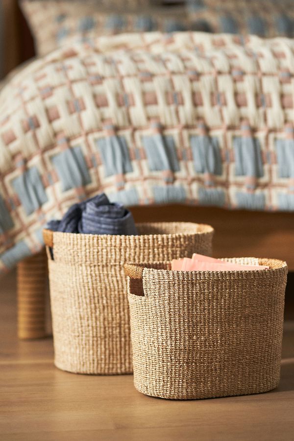 Slide View: 1: Oval Abaca Baskets, Set of 2