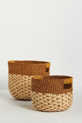 Louis Woven Hemp Round Baskets, Set of 2