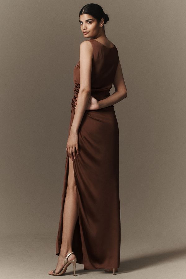 Slide View: 3: BHLDN Emma High-Neck Satin Maxi Gown