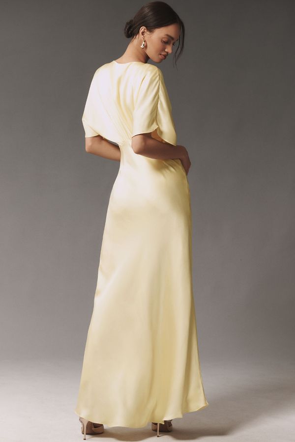 Slide View: 2: BHLDN Amelia Deep-V Satin Maxi Dress