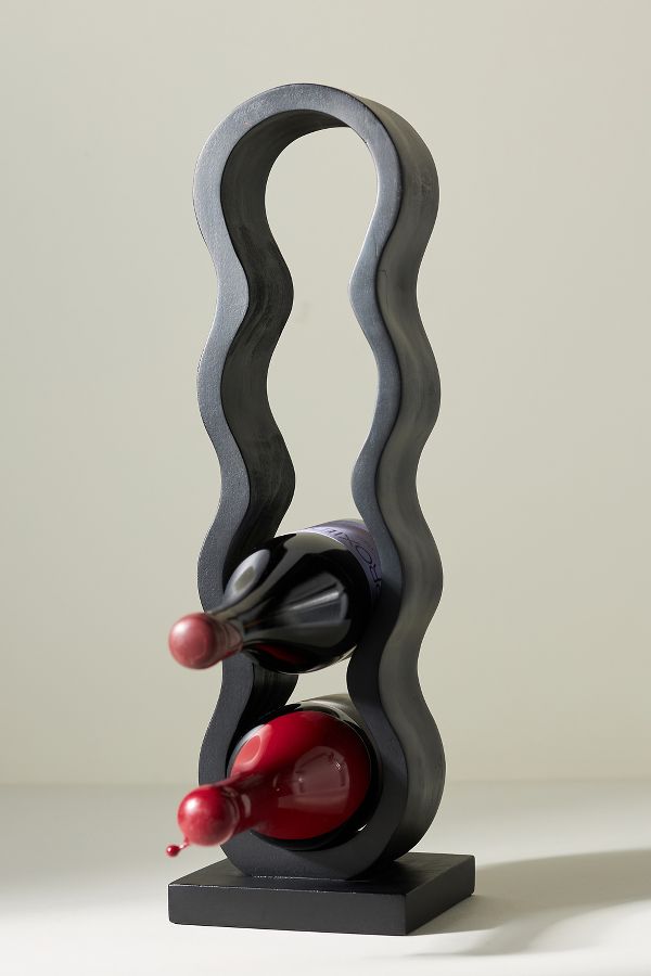 Slide View: 1: Wavy Wood Wine Rack