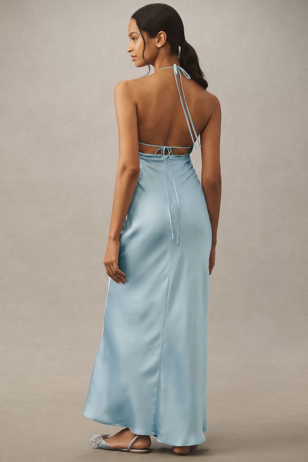 Slide View: 3: BHLDN Saylor Cowl-Neck Satin Maxi Dress