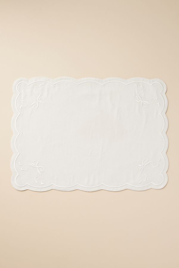 Slide View: 2: Benedita Bow Cotton Embroidered Placemat