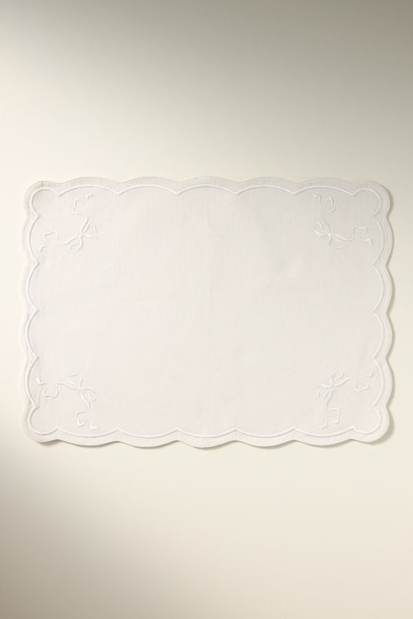 Slide View: 3: Benedita Bow Cotton Embroidered Placemat