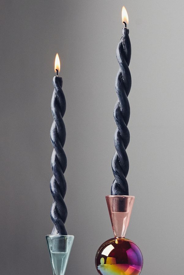 Slide View: 1: Twisted Taper Candles, Set of 2