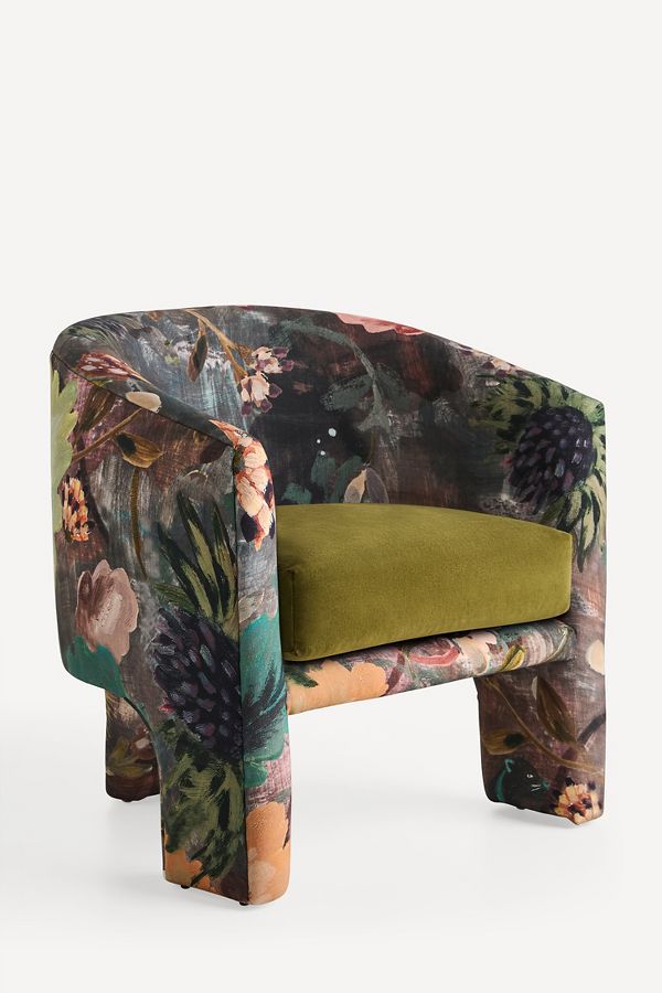 Slide View: 3: Effie Lena Velvet Tripod Chair