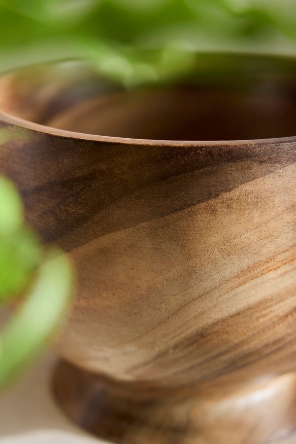 Slide View: 3: Footed Acacia Bowl Planter