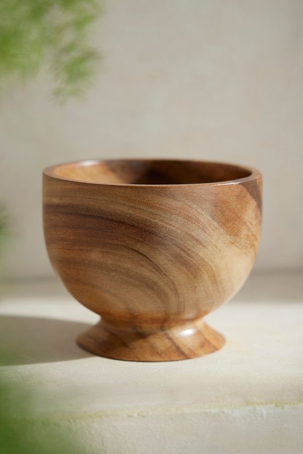 Slide View: 4: Footed Acacia Bowl Planter