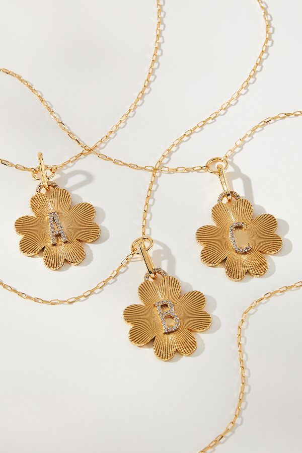 Slide View: 2: Monogram Clover Charm Necklace