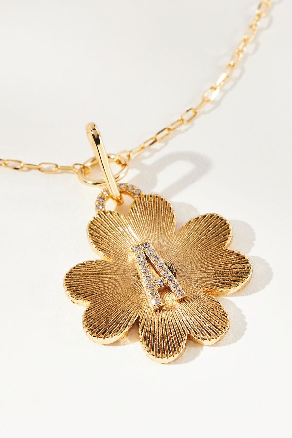 Slide View: 3: Monogram Clover Charm Necklace