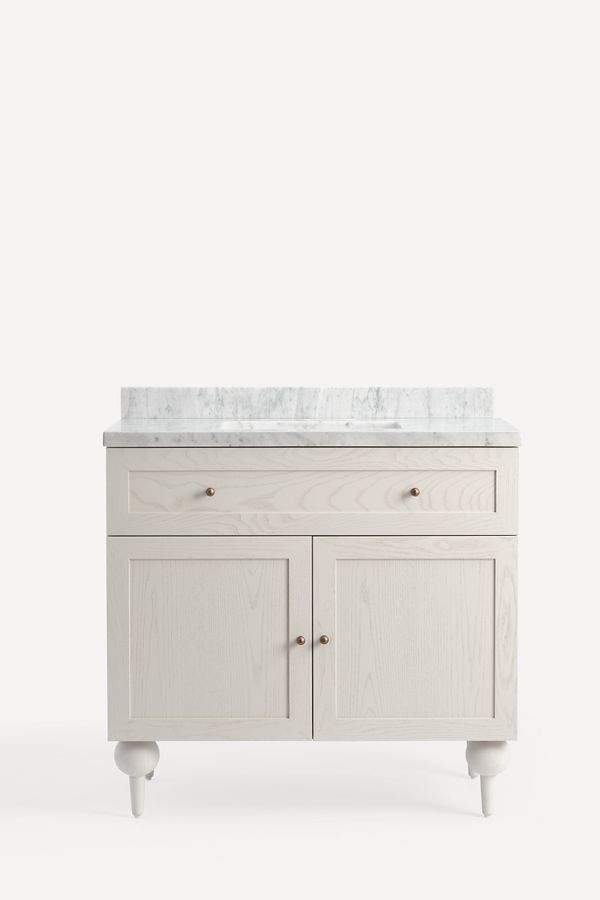 Slide View: 1: Fern Marble-Top Single Bathroom Vanity