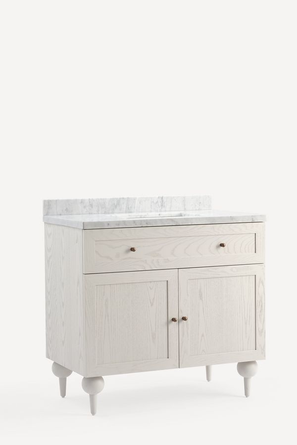 Slide View: 2: Fern Marble-Top Single Bathroom Vanity