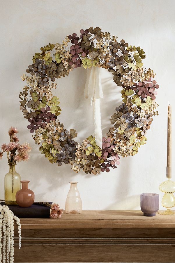 Slide View: 1: Hydrangea Iron Wreath