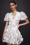 Thumbnail View 1: Elliatt Selene Short-Sleeve V-Neck 3D Floral Lace Mini Dress