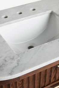 Slide View: 3: Isla Marble-Top Fluted Single Bathroom Vanity