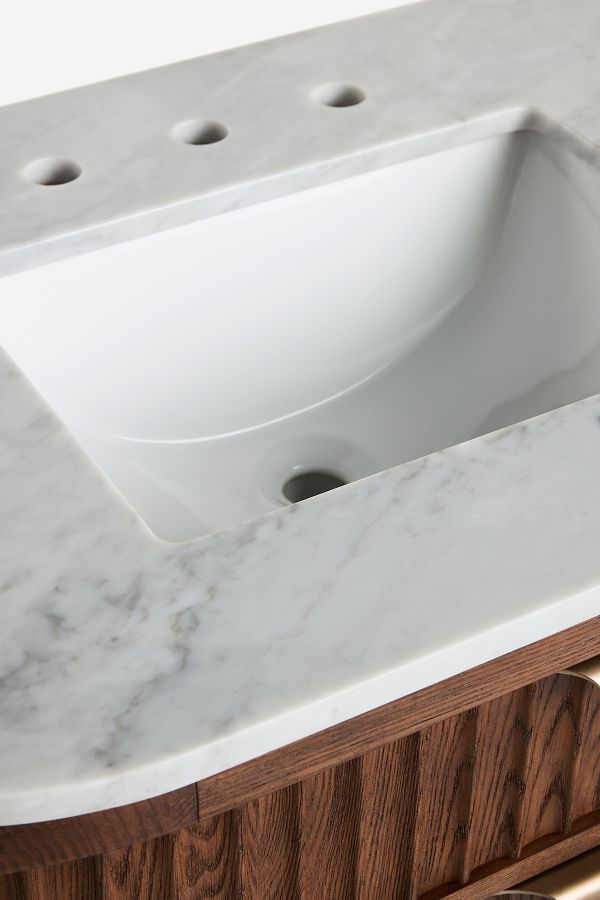 Slide View: 4: Isla Marble-Top Fluted Single Bathroom Vanity