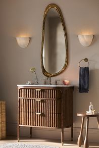 Slide View: 6: Isla Marble-Top Fluted Single Bathroom Vanity