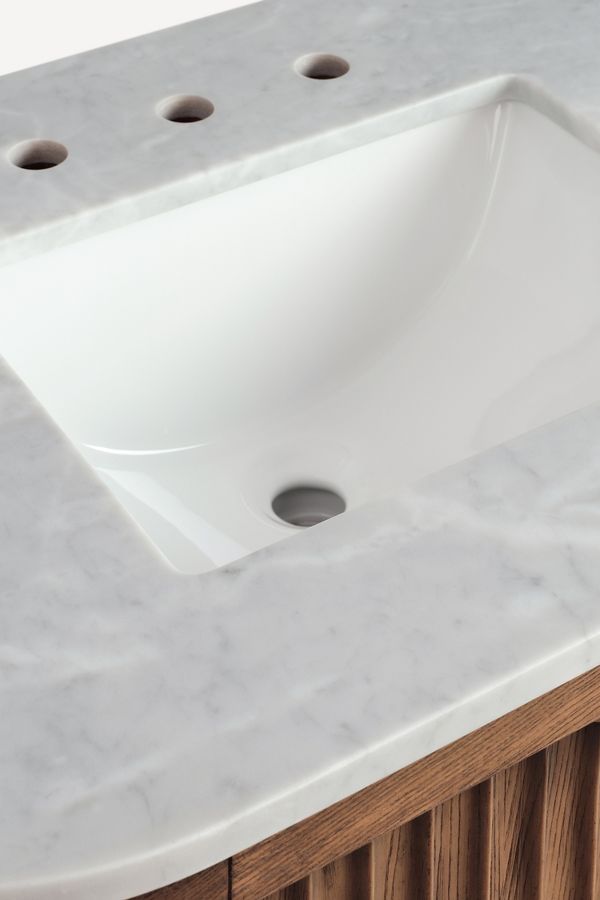 Slide View: 3: Isla Marble-Top Fluted Double Bathroom Vanity