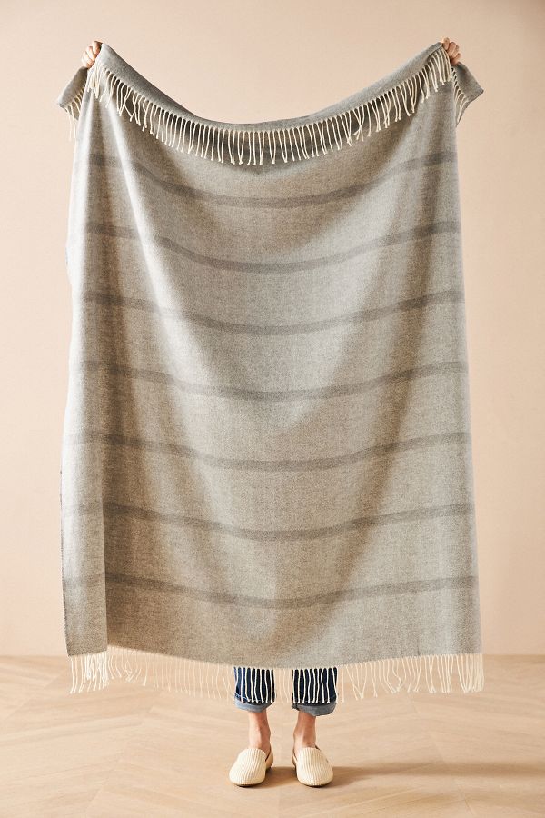 Slide View: 1: Lands Downunder Montauk Stripe Herringbone Throw