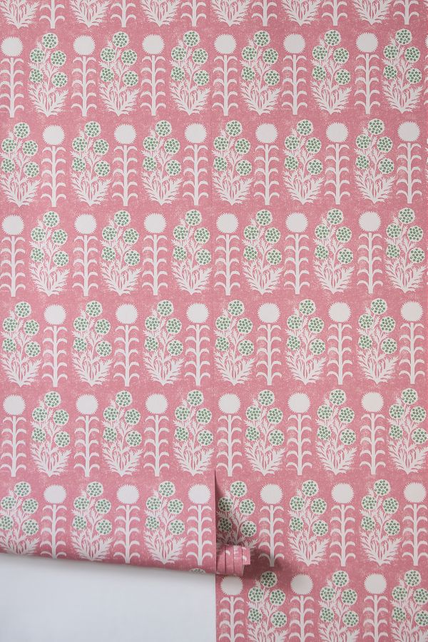 Slide View: 3: Ellen Merchant Pink Floral Wallpaper